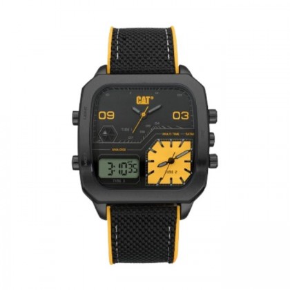 CAT Retro D Multi AS-169-21-177 Black Yellow Nylon Strap Men Watch